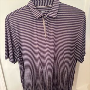 johnnie-O Striped Golf Polo Shirt - Purple and Gray